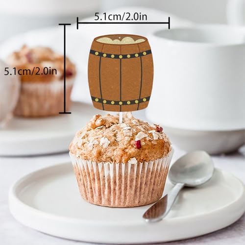 18pcs Glitter Beer Dessert Cupcake Topper Pick for Oktoberfest German Beer Theme Decorations Men Women Happy Birthday Party Decor Supplies