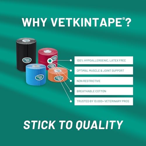 VETKIN VetkinTape Canine & Equine Kinesiology Tape | Veterinary Medical Tape | Vet Wrap for Joint Support & Pet Care | Self Adhesive Bandage Wrap | Pink | 2.4in | (Pack of 1)