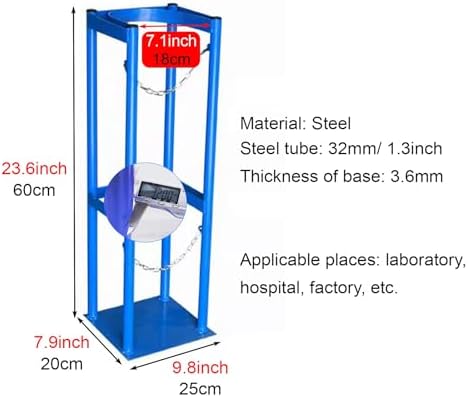 Small Cylinders Fixed Rack for 8/10 L Tanks, Oxygen Safety Clips with Protective Chain & Fixing Screws, Freestanding Steel Expansion Tank Mounting Bracket(Blue,9.8in/25cm)