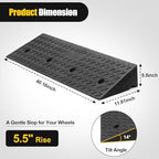 Threshold Loading Ramp Indoor Outdoor 7700lbs Load Capacity Car Slope Ramp Anti-Slip Wheel Chair Ramp for Bike, Scooter, Motorcar, Truck（3'Rise，1PCS）