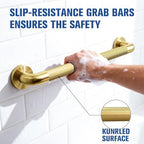 Shower Grab Bar for Bathroom, Anti-Slip Safety Grab Bar for Bathtub Toilet Staircase Stainless Steel Textured Grip Bath Handle Handrail for Elderly (Oil Bronze Gold, 16" L x 1-1/4" D)