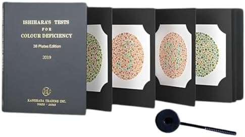 Ishihara Test Chart Books for Color Deficiency 38 Plates with User Manual and One Eye Occluder.