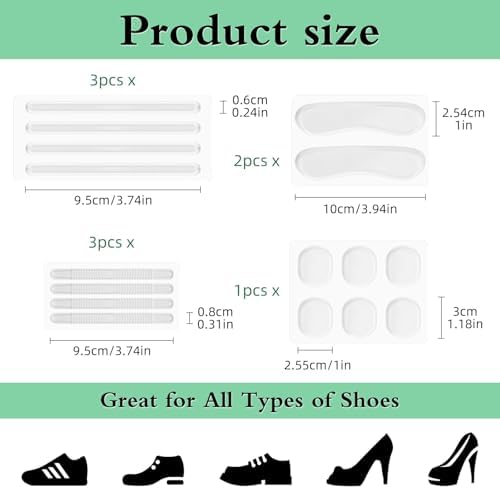 Anti Slip Sandals Gel Protector Strips, 34PCS Silicone High Heel Cushion Inserts Pad, Clear High Cushion Inserts/Sling Backs Foot Support Sticker for Woman, Highing Heel Sandals Gel Protector