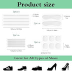 Anti Slip Sandals Gel Protector Strips, 34PCS Silicone High Heel Cushion Inserts Pad, Clear High Cushion Inserts/Sling Backs Foot Support Sticker for Woman, Highing Heel Sandals Gel Protector