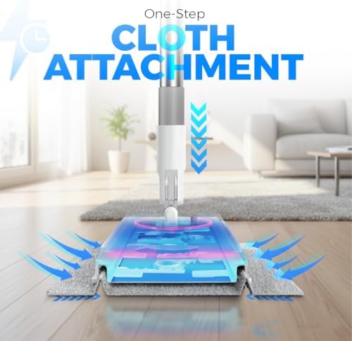 FlexiClamp Sweep & Mop Kit - Compatible with Swiffer Pads, Durable Cleaning Tool for Hardwood, Tile, Marble & Laminate Floors, Home, Kitchen Cleaning Essentials. (Include 10 Dry Cloths)