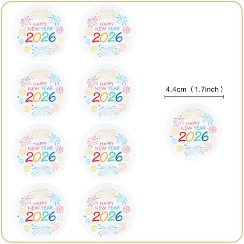 Ercadio 48 PCS Edible Happy New Year 2026 Cupcake Toppers Happy 2026 Cupcake Drink Topper Firework Cake Picks for New Year Eve Party Decor Supplies