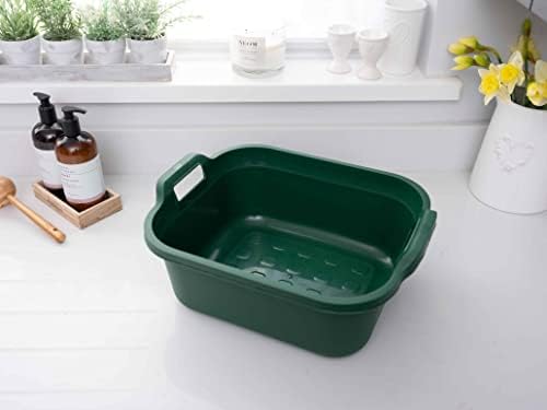 Addis Eco Made from 100% Recycled Plastic Washing up Bowl with Twin Handle, 10 Litre, Eco Green