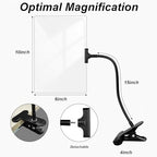 5X Magnifying Glass with Clip for Reading, 10x6 inch Large Full Page Magnifier with Clamp Adjustable Flexible Gooseneck, Clip on Magnifying Glass for Daily Hobbies, Painting, Crafts, Embroidery