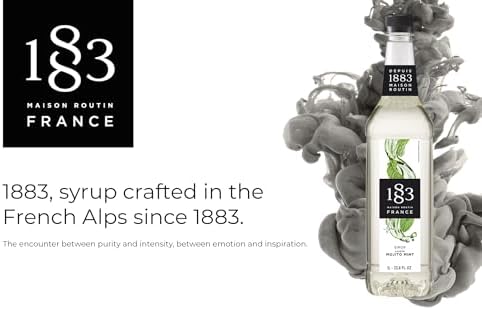1883 Mojito Mint Syrup for Drinks, Made in France, 1 Liter Plastic Bottle