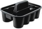 Rubbermaid Commercial Products Deluxe Carry Caddy, Black, Cleaning Storage for Wipes/Spray Bottles/Brushes/Dustpans/Gloves, Pack of 6