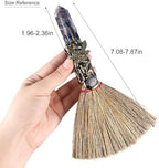 Purple Crystal Witch Broom – Wiccan Altar Broom for Witchcraft & Pagan Rituals | Natural Reiki Energy Wand Stone | Ceremonial Magic Tool for Meditation, Healing & Halloween Decor