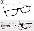 GOOSEN Reading Glasses for Women Men, Keychain Bags Compact Folding Readers, Clear Lens Blue light Glasses Spring Hinge
