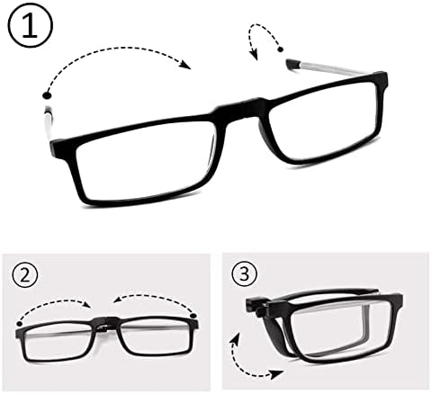 GOOSEN Reading Glasses for Women Men, Keychain Bags Compact Folding Readers, Clear Lens Blue light Glasses Spring Hinge