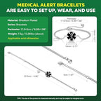 Upgraded Medical Bracelets Men Women with QR Code Medical Alert ID Bracelets - Titanium Steel Wristband Fits Wrists Up 8''-10'' - More Space Custom Emergency Med ID Info