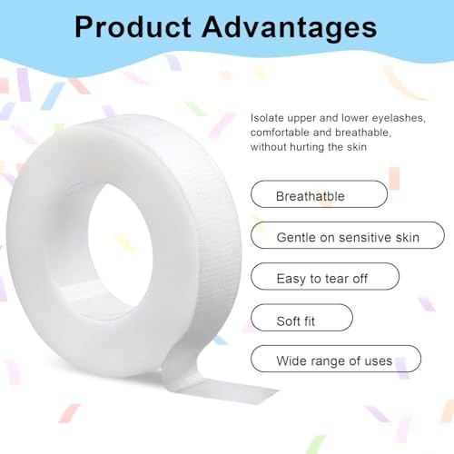 Lash Tape, 8 Rolls PE Micropore Medical Tape for Eyelash Extension, Fabric Tape for False Eyelash Patch Makeup Tool 0.5 inch x 29.5 ft,Translucent (8Rolls)