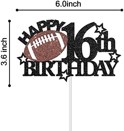 Football 16th Birthday Cake Topper - Football/Sport Theme Birthday Party Decorations - Green, White, Black