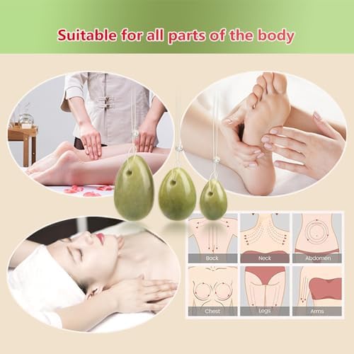ZORZA 3Pcs Eggs Massage Stone Jade Massage Natural Stone Stress Exercise Release Balls for Women