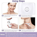 Neck Face Massager, Face Sculpting Tool, 3 Modes and Vibration for Facial Massager for Double - Chin Wrinkle,Daily Home Use, White