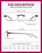 3 Pack Rimless Reading Glasses for Women Blue Light Blocking Readers Tinted Edge Spring Hinge Pattern Print Arm Eyeglasses Mix 1.75
