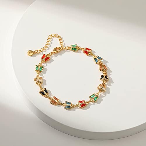 Dainty Gold Bracelets for Women, 18 Gold Plated Adjustable Evil Eye/Butterfly/Beaded/Pearl/Heart/Turquoise Handmade Bracelet for Women