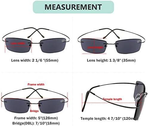Eyekepper Titanium Rimless Reading Sunglasses Sunshine Readers Men