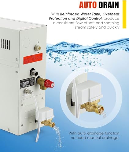 CGOLDENWALL 4.5KW Luxury Self-draining Steam Generator Shower Sauna Bath Home Steam Bath Spa Generator with waterproof Control and Auto Drain 95-131℉ for Suitable space heating 160 cubic feet (4.5KW)
