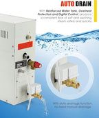 CGOLDENWALL 4.5KW Luxury Self-draining Steam Generator Shower Sauna Bath Home Steam Bath Spa Generator with waterproof Control and Auto Drain 95-131℉ for Suitable space heating 160 cubic feet (4.5KW)