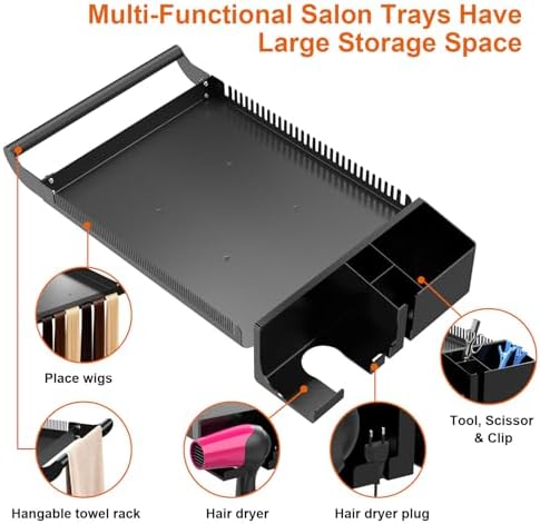 Hairstylist Rolling Cart, Salon Tray Cart on Wheels, Salon Trolley Braiding Hair Rack,Coloring Tray with Holder, Rolling Tool Trolley Hairstylist Station Organizer