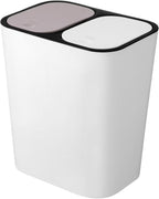 Dual Trash Can, 2 Compartment Kitchen Garbage Can Plastic Dry and Wet Classified Recycling Bin Wastebasket Liter Bin Dustbin Rubbish Box Garbage Container for Home 15L