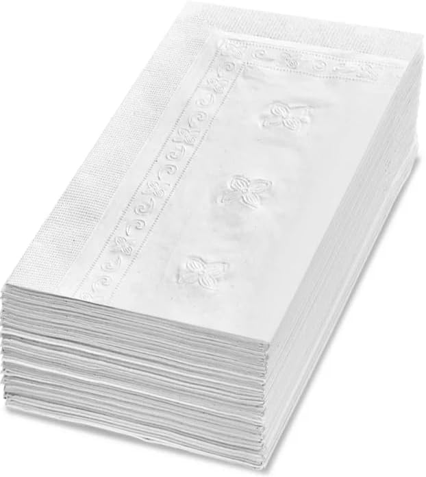 MADE IN U.S.A. 300 Pack White Dinner Napkin - 2-Ply Disposable - 1/8 Fold, 14.9"x16.8"