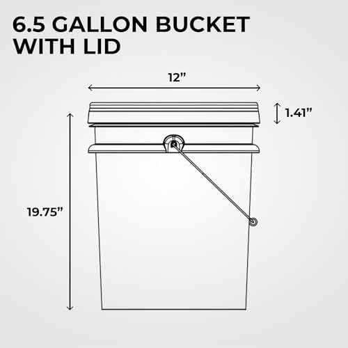 6.5-Gallon White Bucket Pail Container with Lid | Food Grade | Heavy-Duty 90MIL Extra Durable | Metal Handles with Plastic Grip for Easy Carrying | Multi-Use | Easy Stack and Store | BPA Free - 1 Pack