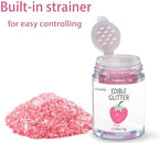 Pink Edible Glimmer Powder Glitter - Colaele 5 grams Food-Grade Luster Dust Metallic Fancy Food Decorating Sprinkle Glimmery Brew Dust for Cake Decorations Drinks Wine Beverage Candy Dessert, Vegan