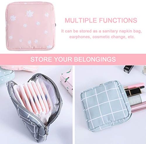 Sanitary Napkin Storage Bag,2pcs Menstrual Cup Pouch,Cotton Cloth Portable Sanitary Napkin Pads Storage Bags Feminine Menstruation First Period Bag for Teen Girls Women Ladies(Dots)