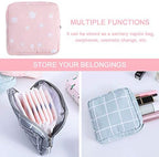 Sanitary Napkin Storage Bag,2pcs Menstrual Cup Pouch,Cotton Cloth Portable Sanitary Napkin Pads Storage Bags Feminine Menstruation First Period Bag for Teen Girls Women Ladies(Dots)