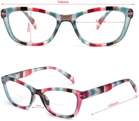 Yogo Vision Bifocal Reading Glasses for Men and Women Rectangle Multifocal Readers Retro Design 4Pk