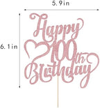 Rose gold Glitter Happy 100th Birthday Cake Topper - 100 Anniversary/Birthday - Hello 100, Cheers to 100 Years,100 & Fabulous Cake Topper Party Decoration