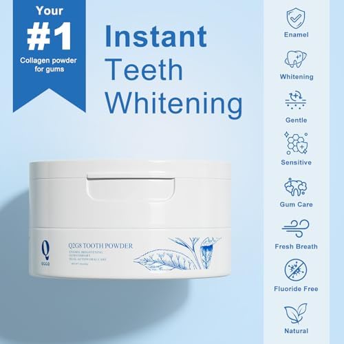 Collagen Powder for Gums, Teeth Whitening Powder with Hydroxyapatite & Collagen, Toothpaste Whitening Powder for Coffee, Tea, Food, Wine, and Tobacco Stains, Strengthens Enamel & Gums - Fresh Mint