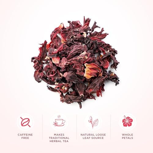 Organic Hibiscus Tea Loose Leaf – 2 lb Whole Flor de Jamaica Petals | Dried Hibiscus Flowers for Tea, Agua Fresca & Herbal Infusions | Caffeine-Free, Non-GMO, Gluten Free