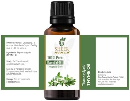 Thyme Oil -(Thymus vulgaris) Steam Distillation 100% Pure Natural Undiluted Therapeutic Grade Essential Oil 33.81 Fl.Oz.