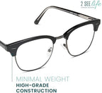 2SeeLife Premium Half Rim Reading Glasses Women & Men - Fits all Face Shapes, Metal & Sturdy Readers, Spring Hinges