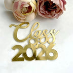 Class of 2026 Cake Topper, Gold Acrylic Graduation Cake Pick, Congrats Grad 2026 Theme Party Cake Decorations Cake Charm Decor for High School Boys Girls Party Supplies