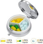 Nipichsha Pill Box, Small Pill Case for Purse & Pocket, Cute Travel Medicine Organizer, Portable Medicine Container Holder to Hold Vitamins, Medication, Fish Oil & Supplements, Black Gold Marble