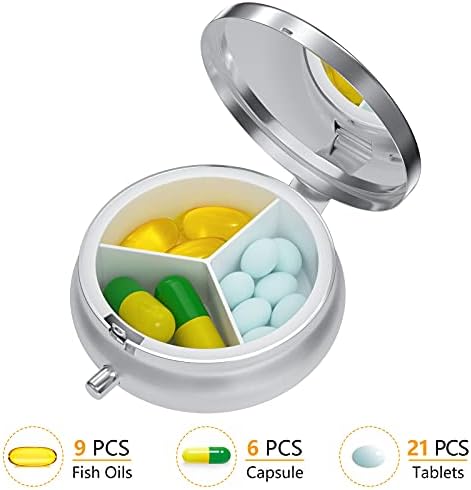 Nipichsha Pill Box, Small Pill Case for Purse & Pocket, Cute Travel Medicine Organizer, Portable Medicine Container Holder to Hold Vitamins, Medication, Fish Oil & Supplements, Black Gold Marble
