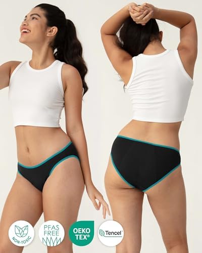 Neione Period Underwear for Women Girls, High-Cut Cheeky Bikini Leakproof Panties, Stretch Breathable