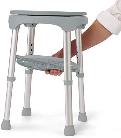 Medline Durable Aluminum Frame, Round Swivel Shower Stool, Gray, Supports up to 300lbs.
