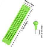 Frienda 2 Pack 4 Lines 28 Cells Braille Slate and Stylus Kit Writing Label Maker Plastic Slate Braille Fingerboard,Green