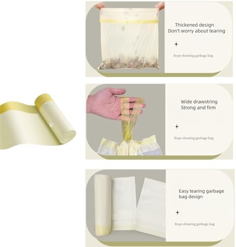 Small Trash Bags, 5 Gallon Strong Drawstring Kitchen Garbage Bags Plastic Trash Can Liners For Bathroom Office， 75 Counts (Yellow)