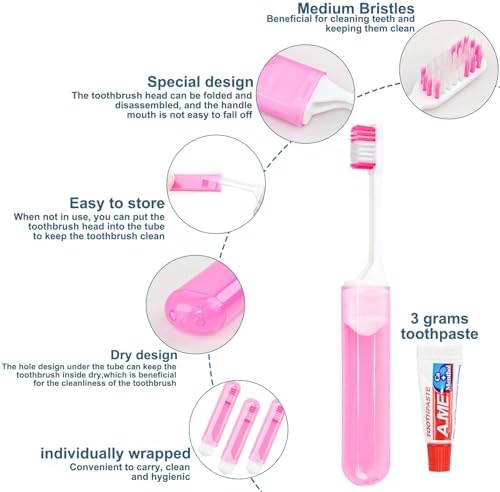 Traveling Toothbrush and Toothpaste 3gram,Disposable Toothbrushes Mini Toothbrush With Toothbrush Cover,Bulk Toothbrush And Toothpaste,Folding Toothbrushes Camping Toothbrush For Camping,Hiking (20)