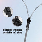 12pcs Fix Zip Puller, Zipper Fixer Detachable Zipper Repair Kit, Instant Tabs Pull Replacement Slider for Jacket Coat Luggage Backpack (Black, Coffee)