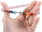 Natural 8mm 7 Chakra Stone Crystal Bracelet Reiki Healing Crystal Gemstone Beads Men Women Stretch Bracelet for Meditation, Protection